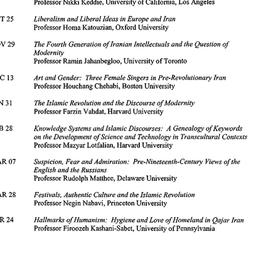 Schedules, Iranian Studies,...