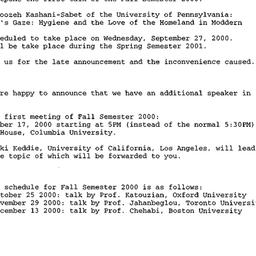 Announcements, 2000-09-27. ...