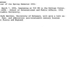 Announcements, 2001-03-07. ...