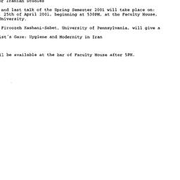 Announcements, 2001-04-25. ...