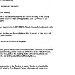 Announcements, 2000-05-03. ...