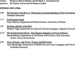 Schedules, Iranian Studies,...