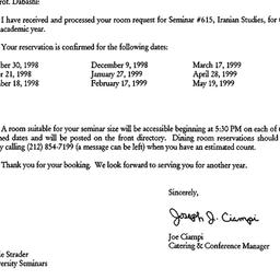 Announcements, 1999-07-15. ...