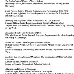 Schedules, Iranian Studies,...