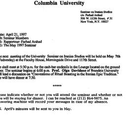 Announcements, 1997-05-07. ...