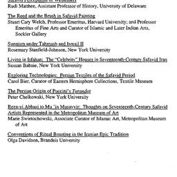 Schedules, Iranian Studies,...