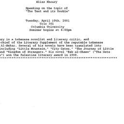 Announcements, 2001-04-10. ...