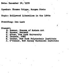 Minutes, 1978-12-14. Cinema...