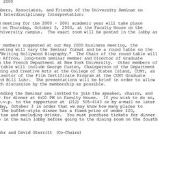 Announcements, 2000-10-01. ...