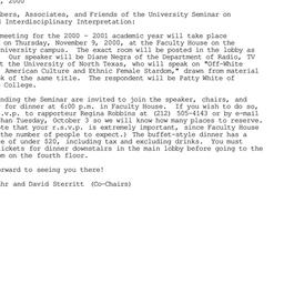 Announcements, 2000-10-23. ...