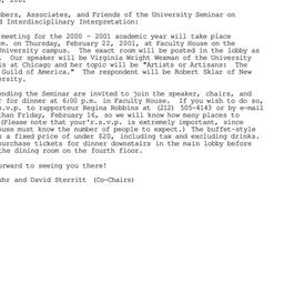 Announcements, 2001-02-09. ...