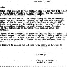 Announcements, 1981-10-02. ...