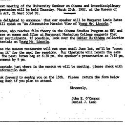 Announcements, 1982-03-10. ...