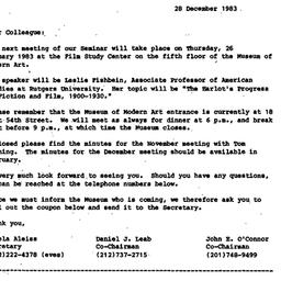 Announcements, 1983-12-28. ...