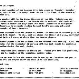 Announcements, 1983-11-20. ...
