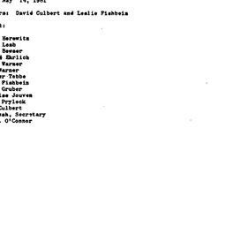 Minutes, 1981-05-14. Cinema...