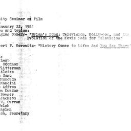 Minutes, 1981-01-22. Cinema...