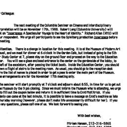 Announcements, 1988-11-02. ...