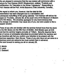 Announcements, 1998-01-29. ...