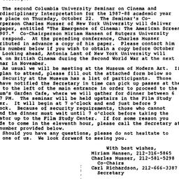 Announcements, 1987-10-05. ...