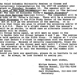Announcements, 1987-11-03. ...