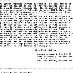 Announcements, 1987-11-30. ...