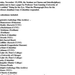Minutes, 1998-11-19. Cinema...