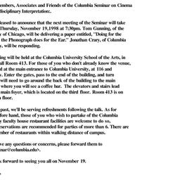 Minutes, 1998-10-15. Cinema...