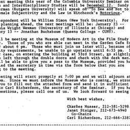 Announcements, 1985-11-29. ...