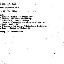 Minutes, 1978-01-19. Cinema...