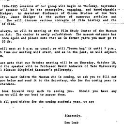 Announcements, 1985-08-31. ...