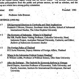 Schedules, Southeast Asia i...