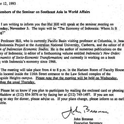 Announcements, 1993-10-12. ...