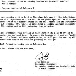 Announcements, 1984-01-12. ...
