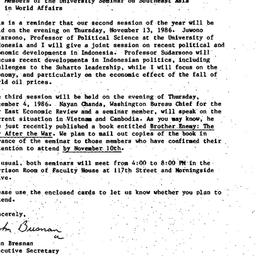 Announcements, 1986-10-17. ...