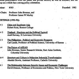 Schedules, Southeast Asia i...