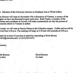 Announcements, 1999-10-21. ...