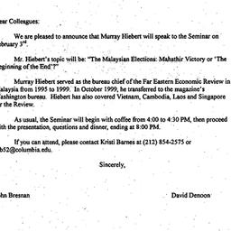 Announcements, 2000-01-04. ...