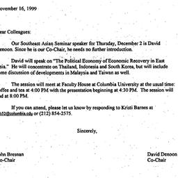 Announcements, 1999-11-16. ...