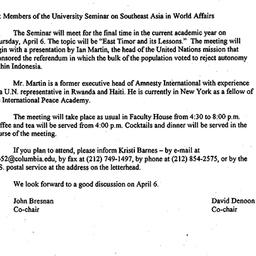 Announcements, 2000-03-10. ...