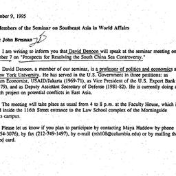 Announcements, 1995-11-09. ...