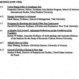 Schedules, Southeast Asia i...