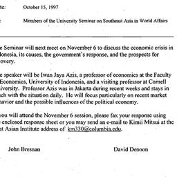 Announcements, 1997-10-15. ...