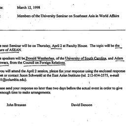 Announcements, 1998-03-12. ...
