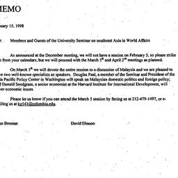 Announcements, 1998-01-15. ...