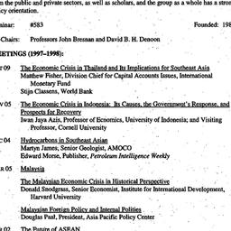 Schedules, Southeast Asia i...