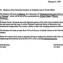 Announcements, 1999-02-09. ...