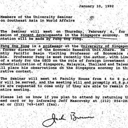 Announcements, 1992-01-10. ...