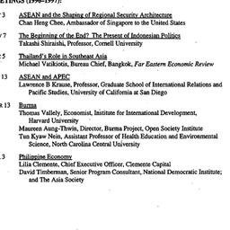 Schedules, Southeast Asia i...