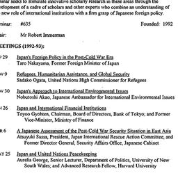Schedules, Japan's Glob...